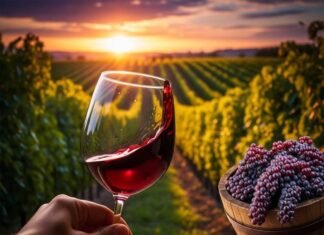 Luxury Burgundy Wine Tours: A Taste of France’s Finest Hand holding wine glass, snail crawling on table.