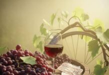 From Paris to Burgundy: Easy Day Trips for Wine Lovers Wine barrel with grapes, wine glass, and a bike wheel.