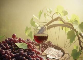 From Paris to Burgundy: Easy Day Trips for Wine Lovers Wine barrel with grapes, wine glass, and a bike wheel.