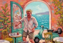 Ultimate Guide to Exploring Côte d’Azur in 5 Days Flustered man stumbles into a chaotic French Riviera café.