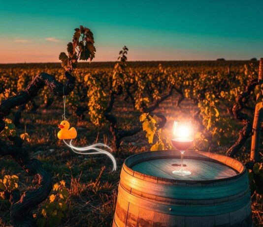 Burgundy Wine Tours: My Clumsy Romp Through French Vineyards A glowing glass of wine on a barrel.