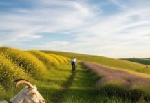 Tour de France Routes You Can Ride Yourself A person struggles up a hill, a goat watches, and a picnic blanket.