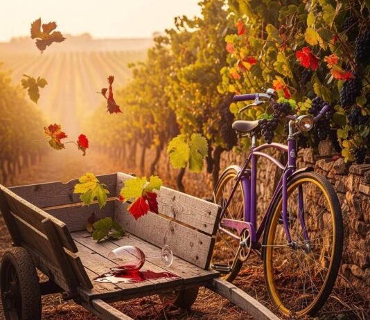 The Ultimate Burgundy Wine Tour Guide for Beginners A wagon with spilled wine and a bike.